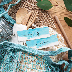 Turquise Watercolor Stänk White Modern Pris Märkre Litet Visitkort