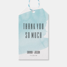 Turquise Watercolor Tvättar bröllopsfavoritMärkre Presentetikett