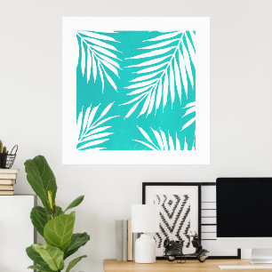 Turquise White Acrylic Handflatan Löv Poster