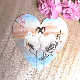 Turquise White Beige Asian Tancho Cranes Underlägg Papper