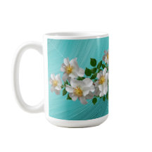 Turquise White Flower Tea Mugg