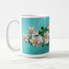 Turquise White Flower Tea Mugg