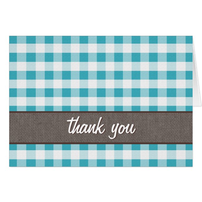 Turquise & White Gingham Canvas - tackkort OBS Kort (Framsidan Horizontal)