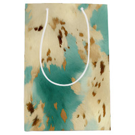 Turquise White Guld Cowhide