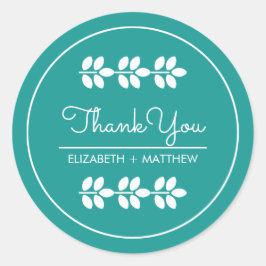 Turquise White Löv Bröllop Tack Runt Klistermärke