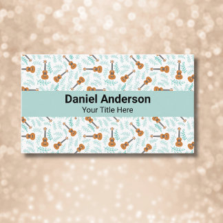 Turquois Ukulele Business Card Guitar and Uke Visitkort