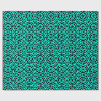 Turquoise and blue Kaleidoscope Fractal Pattern Presentpapper