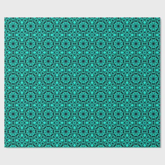 Turquoise and blue Kaleidoscope Fractal Pattern Presentpapper (Platt)