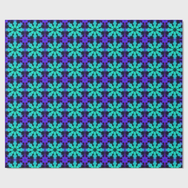 Turquoise and blue Kaleidoscope Fractal Pattern Presentpapper (Platt)