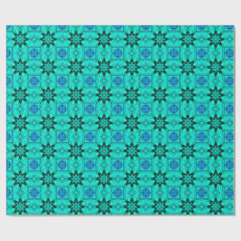 Turquoise and blue Kaleidoscope Fractal Pattern Presentpapper