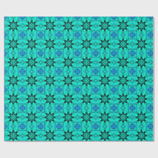 Turquoise and blue Kaleidoscope Fractal Pattern Presentpapper
