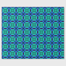 Turquoise and blue Kaleidoscope Fractal Pattern Presentpapper