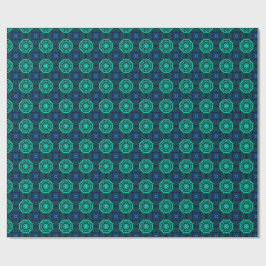 Turquoise and blue Kaleidoscope Fractal Pattern Presentpapper