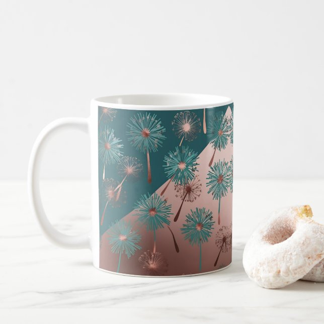  Turquoise and Copper Dandelions Kaffemugg (Med munk)