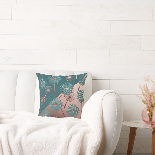  Turquoise and Copper Dandelions Kudde (Soffa)