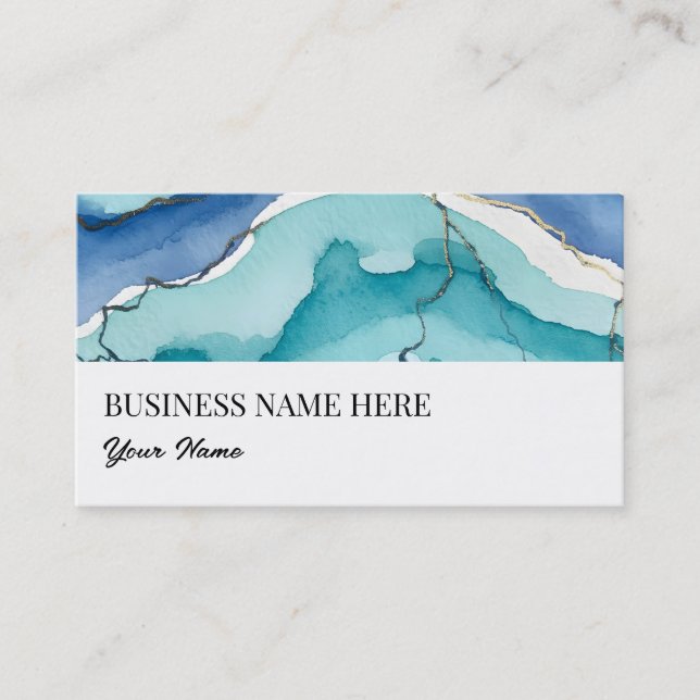 turquoise and gold business cards visitkort (Framsida)