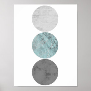 Turquoise and gray circles poster