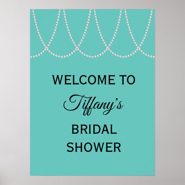 Turquoise and Pearls Bridal Shower Poster (Framsidan)