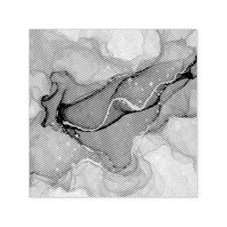 Turquoise and Teal Alcohol Ink Abstract with Gold  Självfärgande Stämpel