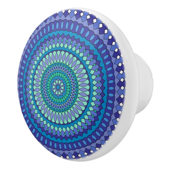 Turquoise and teal blue mandala pattern classic ro knopp (Höger)