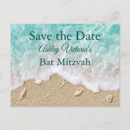 Turquoise Beach Waves Bat Mitzvah Save the Date Inbjudan Vykort