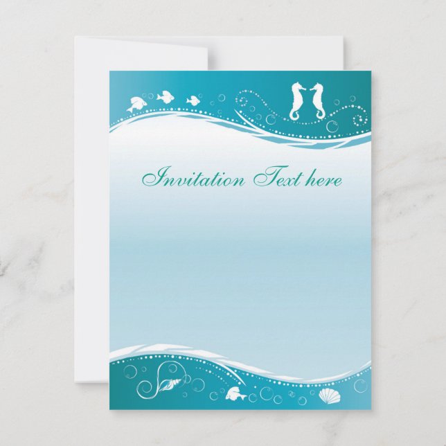 Turquoise Beach Wedding Invitation Inbjudningar (Baksida)