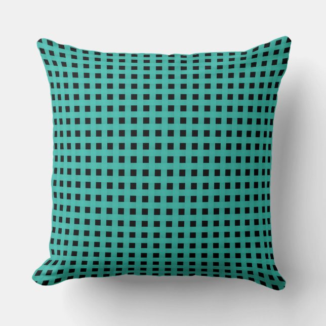 Turquoise Black Weave Pattern Kudde (Framsida)