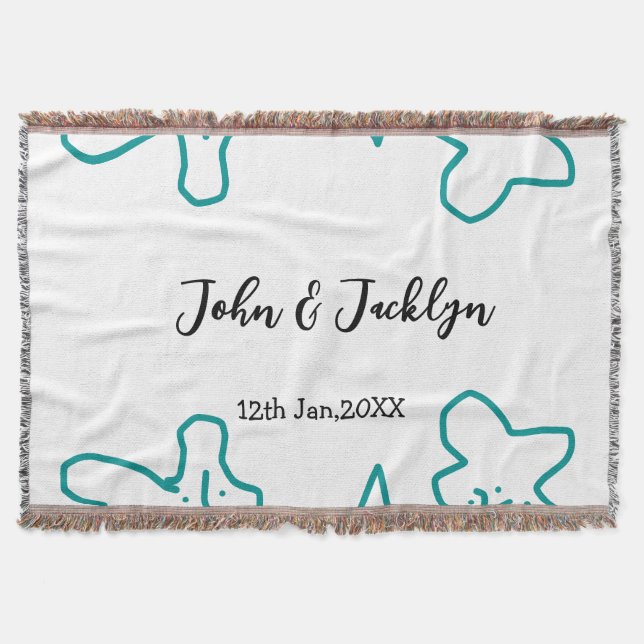 Turquoise blue wedding couple name date flstylish  filt (Framsidan)