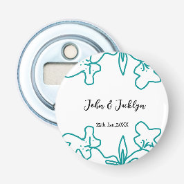 Turquoise blue wedding couple name date flstylish  flasköppnare