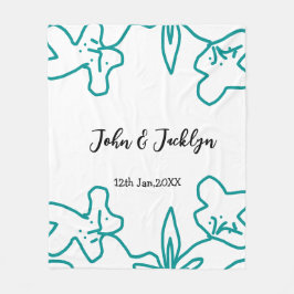Turquoise blue wedding couple name date flstylish  fleecefilt