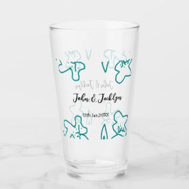 Turquoise blue wedding couple name date flstylish  glaskopp