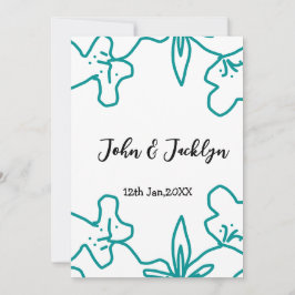 Turquoise blue wedding couple name date flstylish  inbjudningar