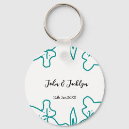 Turquoise blue wedding couple name date flstylish  nyckelring