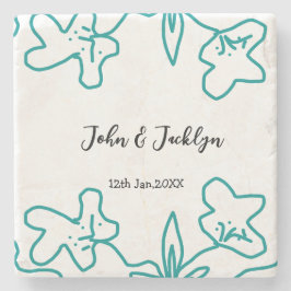 Turquoise blue wedding couple name date flstylish  stenunderlägg