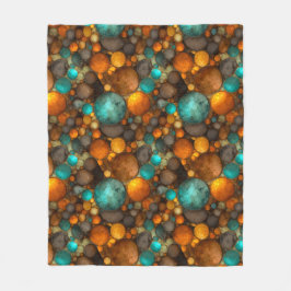 Turquoise Brown Abstract Fractal Pattern Fleecefilt