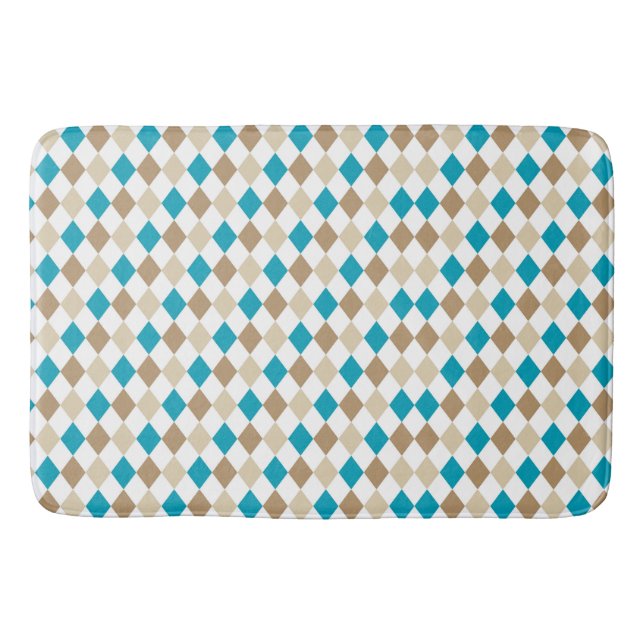TURQUOISE BROWN TAN DIAMOND MÖNSTER BADRUMSMATTA (Framsidan)