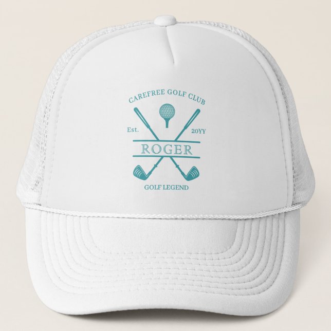 Turquoise Classic Golfklubbnamn Keps (Framsida)