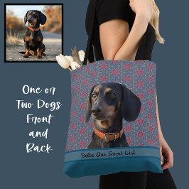 Turquoise Cute Photo Gift Dog Lover Mom Grandma Tygkasse