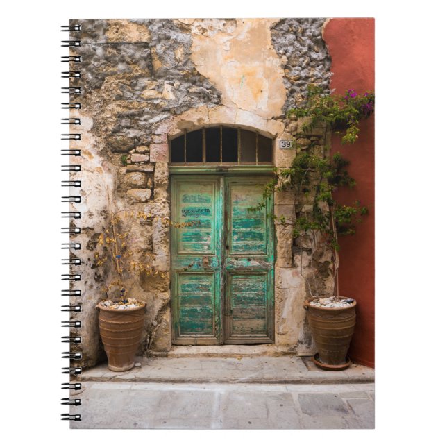 Turquoise Door in Rethymno, Grekland Anteckningsbok (Framsidan)