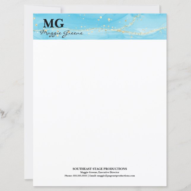 Turquoise Dreams Custom Stationery Paper (Framsida)