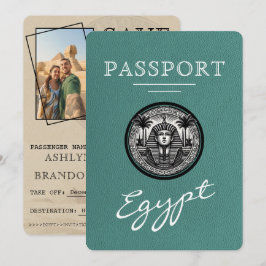 Turquoise Egypt Passport Wedding Save the Date Spara Datumet