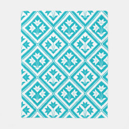 Turquoise Floral Quilt Fleece Blanket