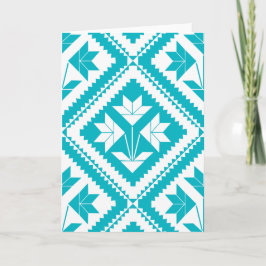 Turquoise Floral Quilt Greeting Card Kort