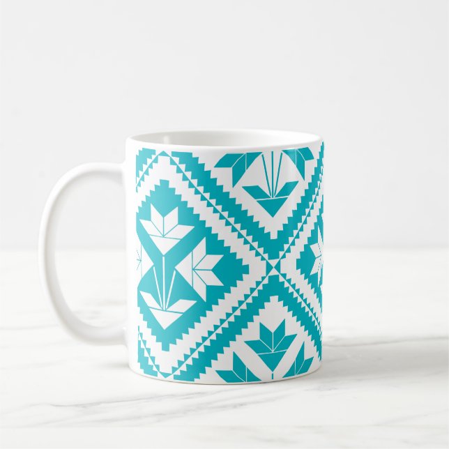 Turquoise Floral Quilt Mug Kaffemugg (Vänster)