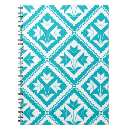Turquoise Floral Quilt Spiral Notebook Anteckningsbok