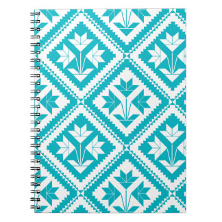 Turquoise Floral Quilt Spiral Notebook Anteckningsbok