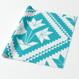 Turquoise Floral Quilt Wrapping Paper Presentpapper