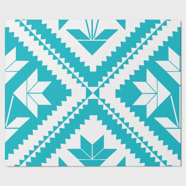 Turquoise Floral Quilt Wrapping Paper Presentpapper (Söm)