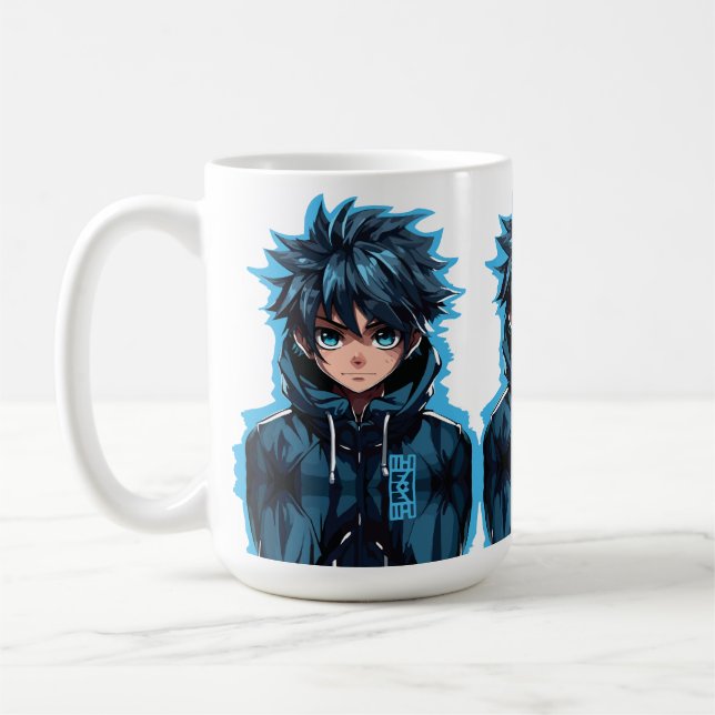 Turquoise Force: Anime-Style Manga Pojke Kaffemugg (Vänster)