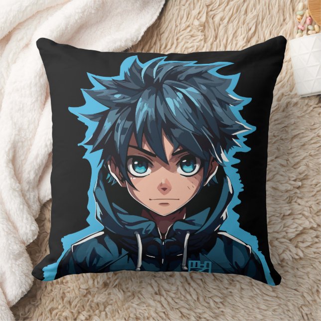 Turquoise Force: Anime-Style Manga Pojke Kudde (Filt)